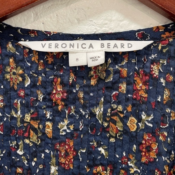 Veronica Beard Blue and Orange Floral Midi Dress - Picture 3 of 5